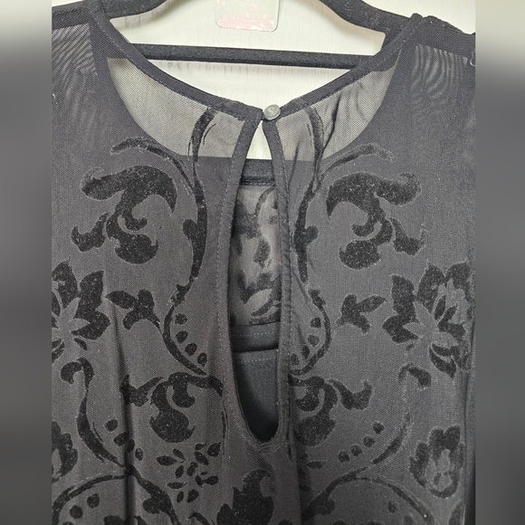 Y2K Abercrombie & Fitch 2-Piece Dress XS Black Mesh Floral Velvet Burnout Mini - Picture 10 of 15